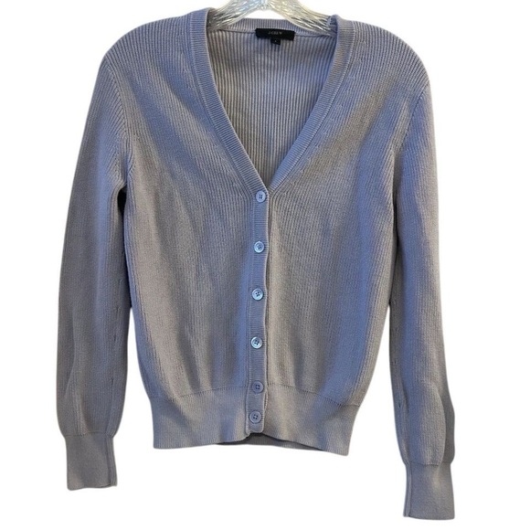 J Crew Light Purple Ribbed Cardigan Button Down V-Neck Size S - Picture 1 of 9
